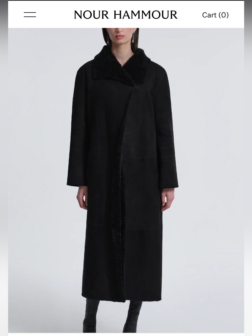 NOUR HAMMOUR - Birthday Coat Draped Shearling Coat - Size 36 (XS)